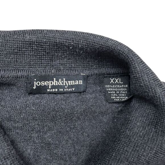 Joseph & Lyman Wool Polo Sweater Mens XXL 2XL Gray Knit Preppy Made in italy - Picture 3 of 7
